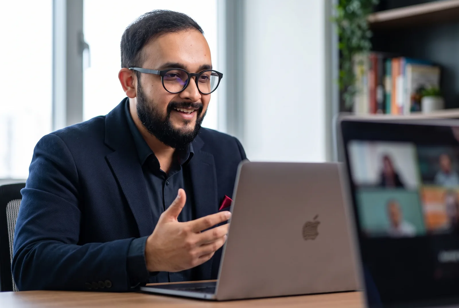 Sajal Dubey talking through a workflow on a video call