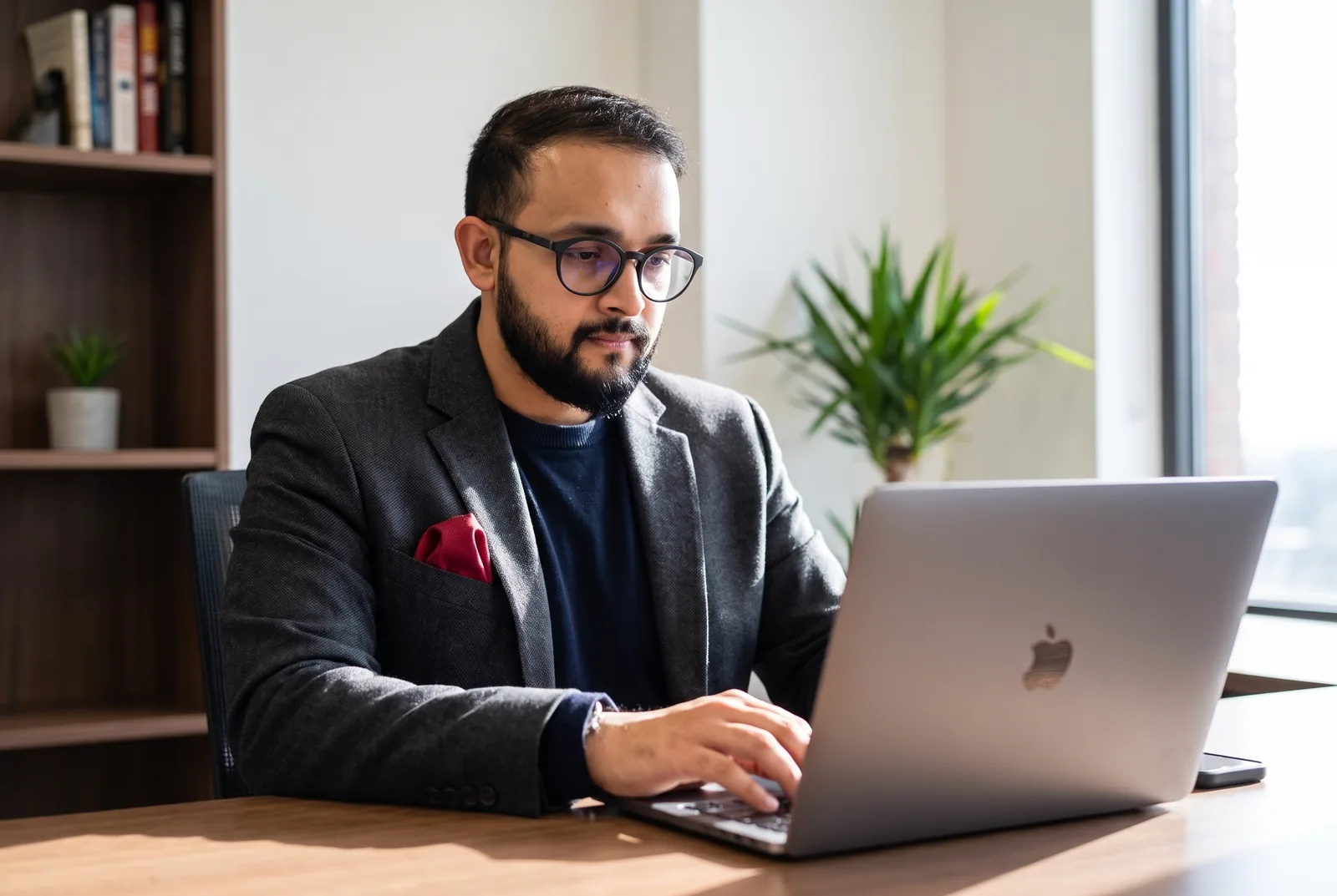 Sajal Dubey working at his laptop